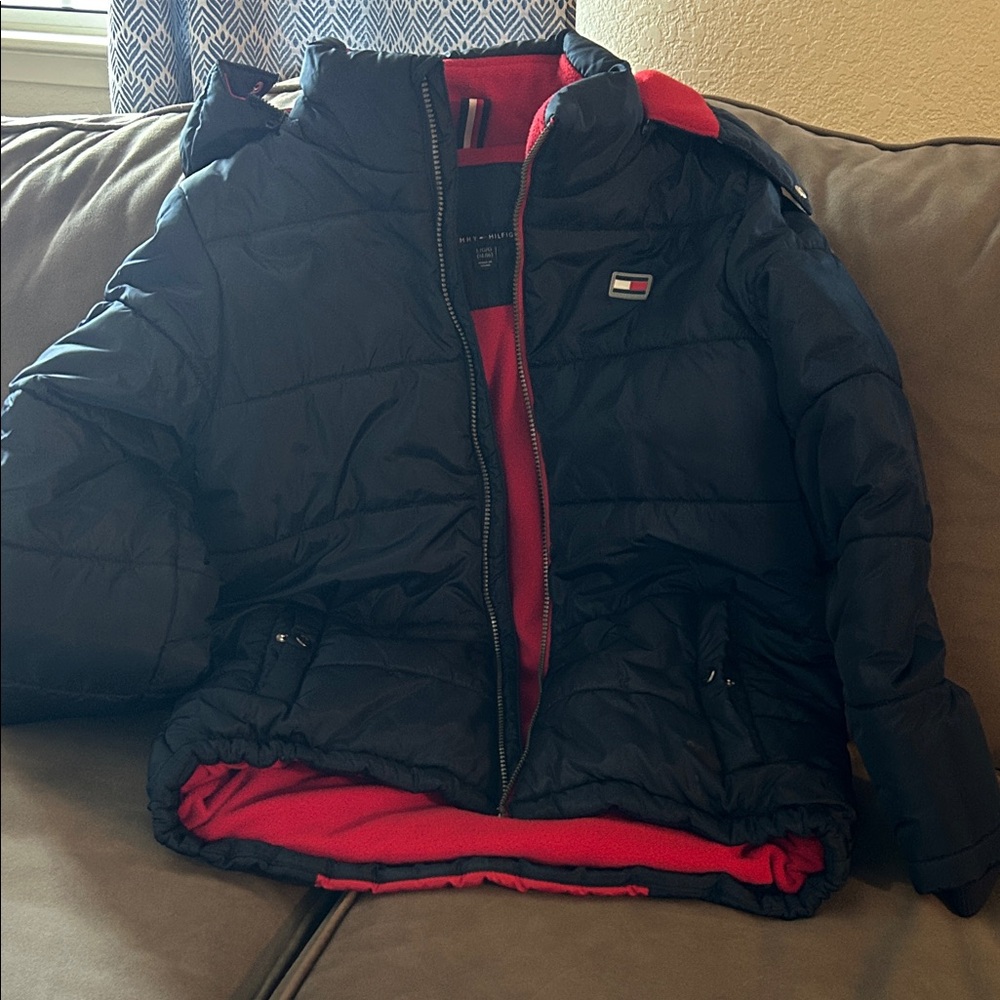 Tommy Hilfiger Kids Navy and Red Puffer Jacket